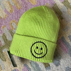 🍦HOST PICK🍦Rainbow Unicorn Birthday Surprise Smiley Beanie Bright Green LIME nwt